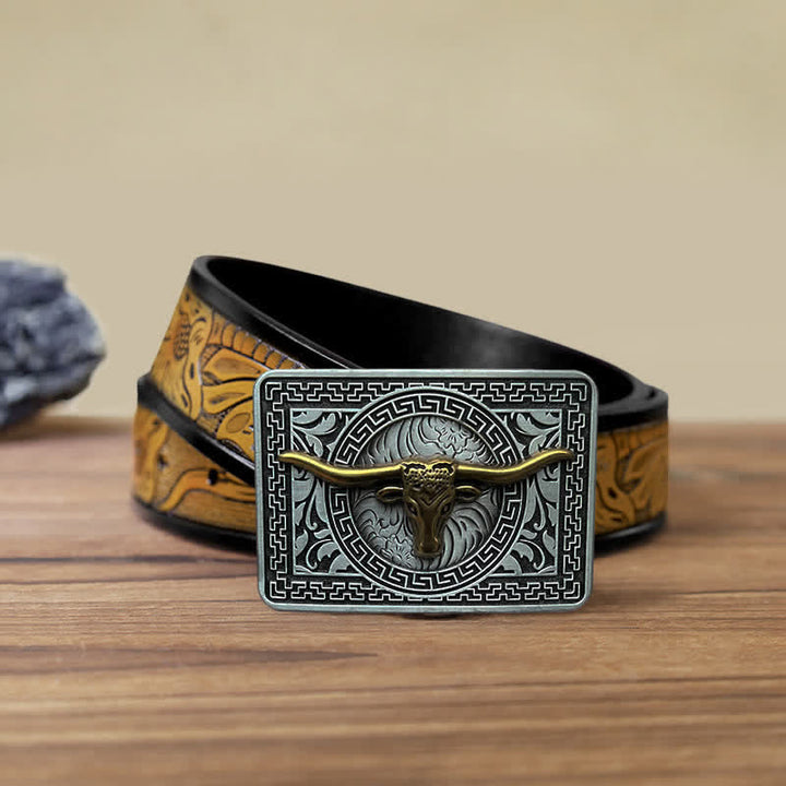 Herren DIY Western Schnalle Ledergürtel