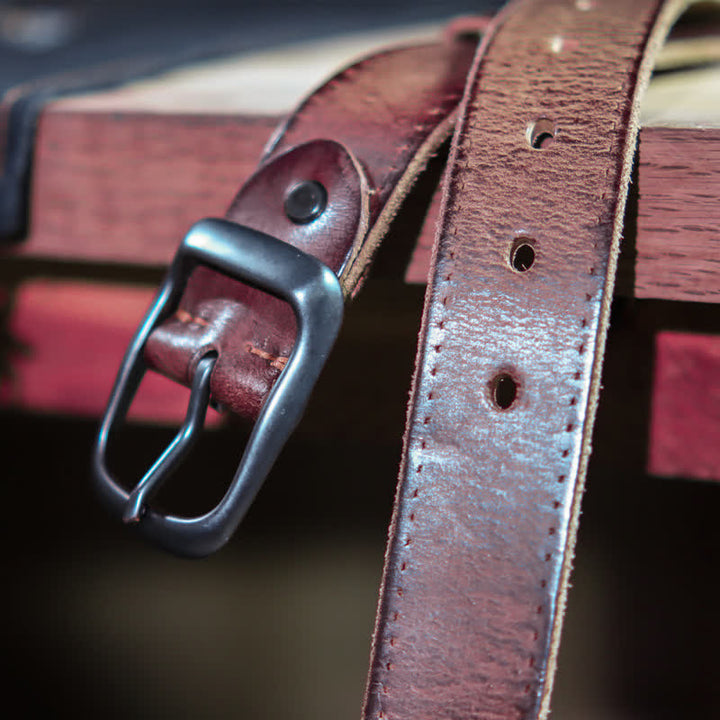 Herren-Ledergürtel im Western-Distressed-Stil