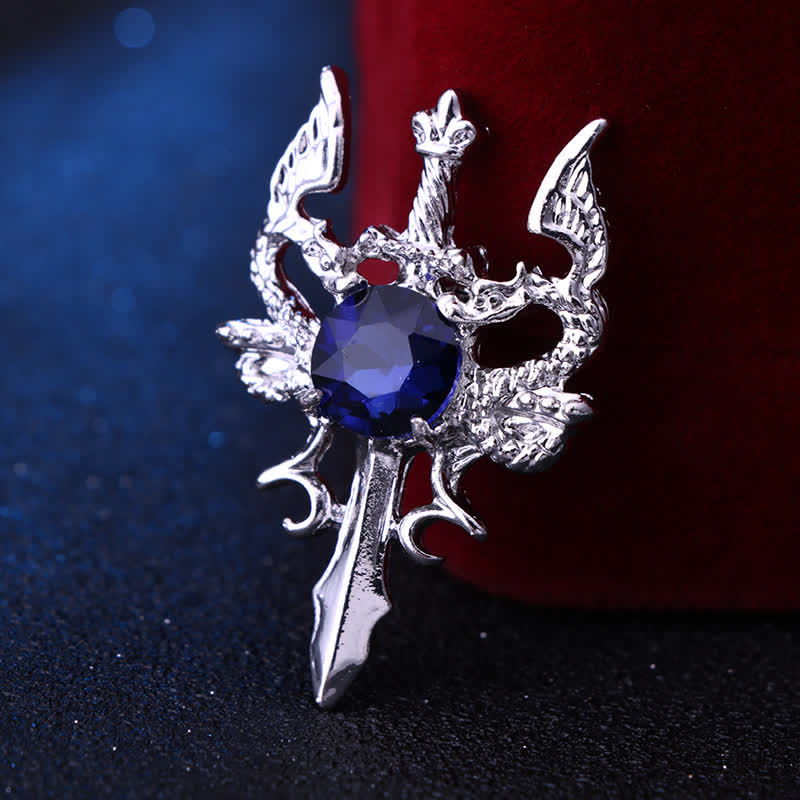 Retro-Gem-Drachen-Schwert-Brosche für Männer