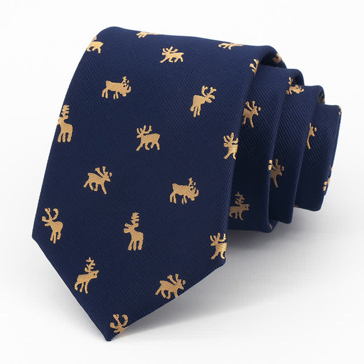 Mitternachtsblaues Vintage-Elch-Seidenband für Herren