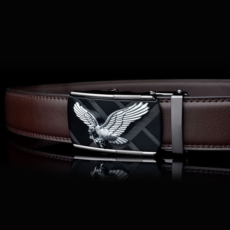 Herren Leder Gürtel mit Animal Eagle Automatik Schnalle