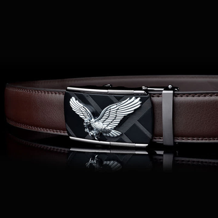 Herren Leder Gürtel mit Animal Eagle Automatik Schnalle