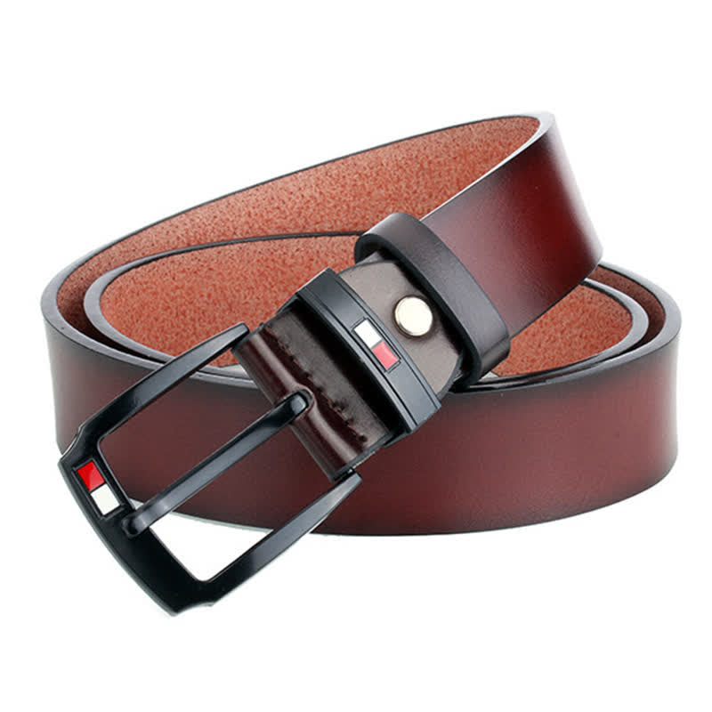 Schwarzer Retro-Ledergürtel mit Schnalle für Herren