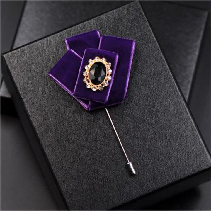2er Set Royal Strass Brosche Samt Fliege