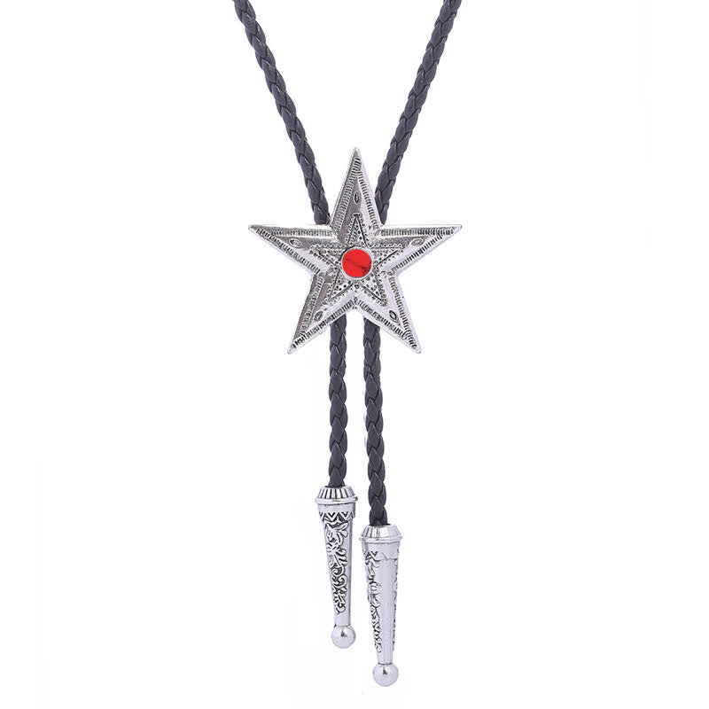 Vintage Naturstein Stern Anhänger Halskette Bolo Tie