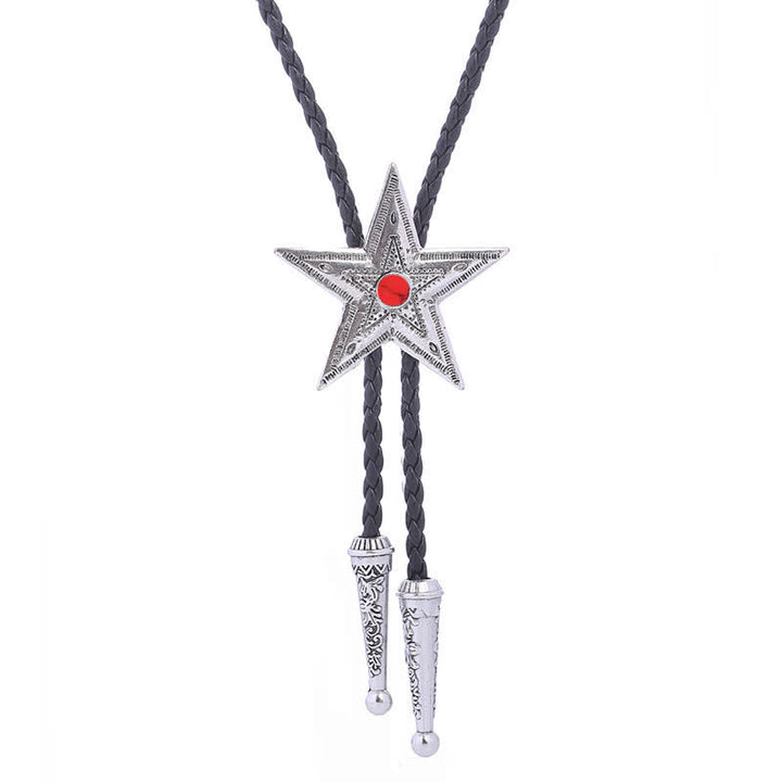 Vintage Naturstein Stern Anhänger Halskette Bolo Tie