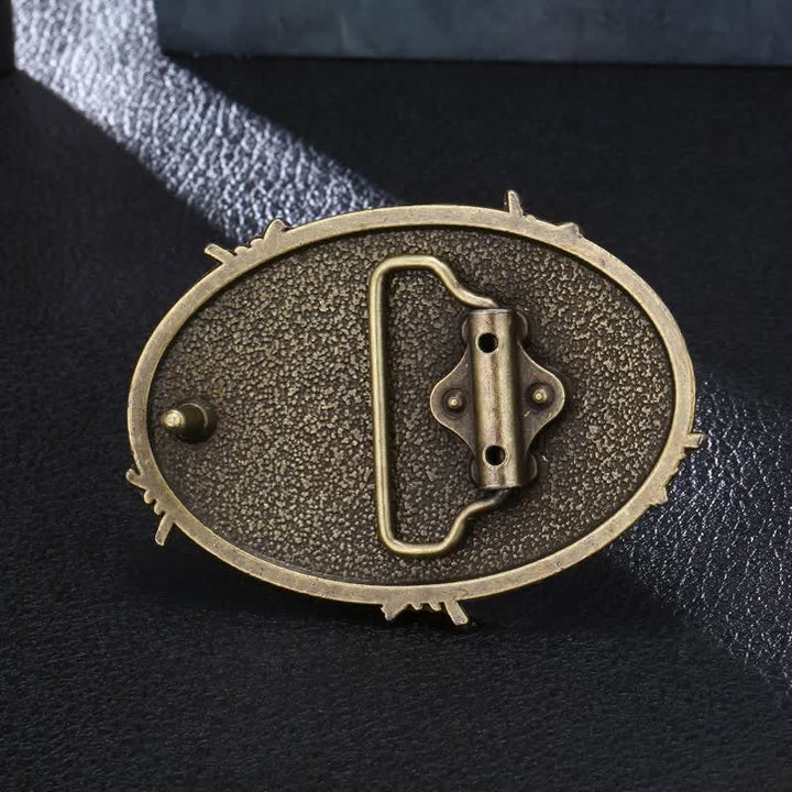 Herren DIY Cowboy Bullenkopf gehämmerte Schnalle Ledergürtel