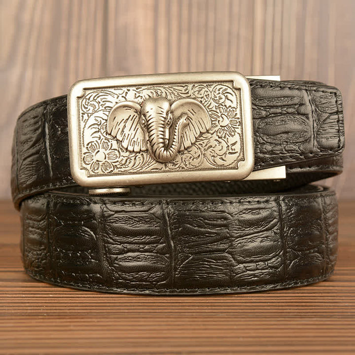 Herren Punk Elefant Alligator Muster Ledergürtel