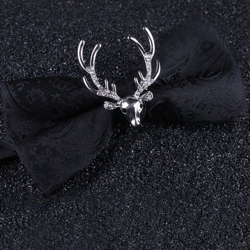 Paisley Weihnachts-Elchkopf-Dekor Fliege für Herren - Schwarz & Silber - image 8