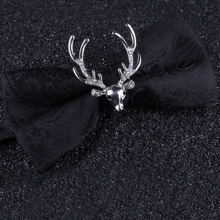 Paisley Weihnachts-Elchkopf-Dekor Fliege für Herren - Schwarz & Silber - image 8