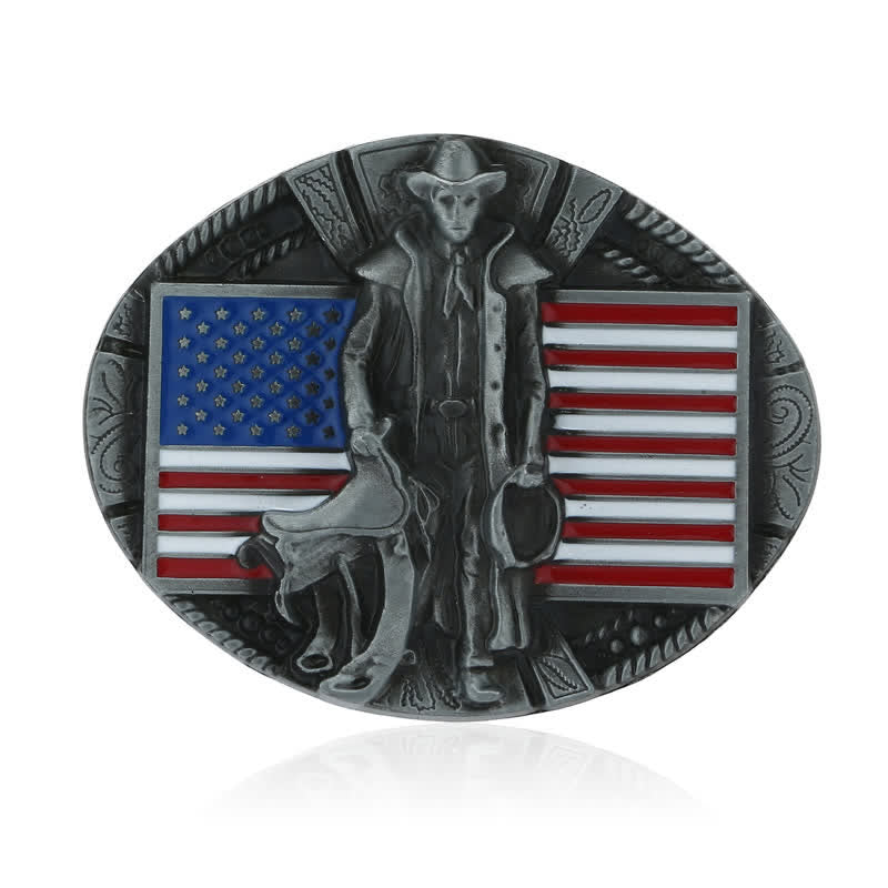 Herren DIY American Flag Cowboy Schnallengürtel aus Leder