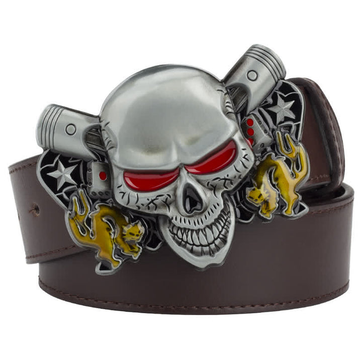 Herren Punk Biker Skull Demon Clown Ledergürtel