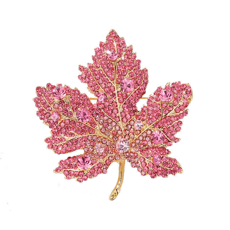 Frauen Strass Kristall Ahornblatt Brosche