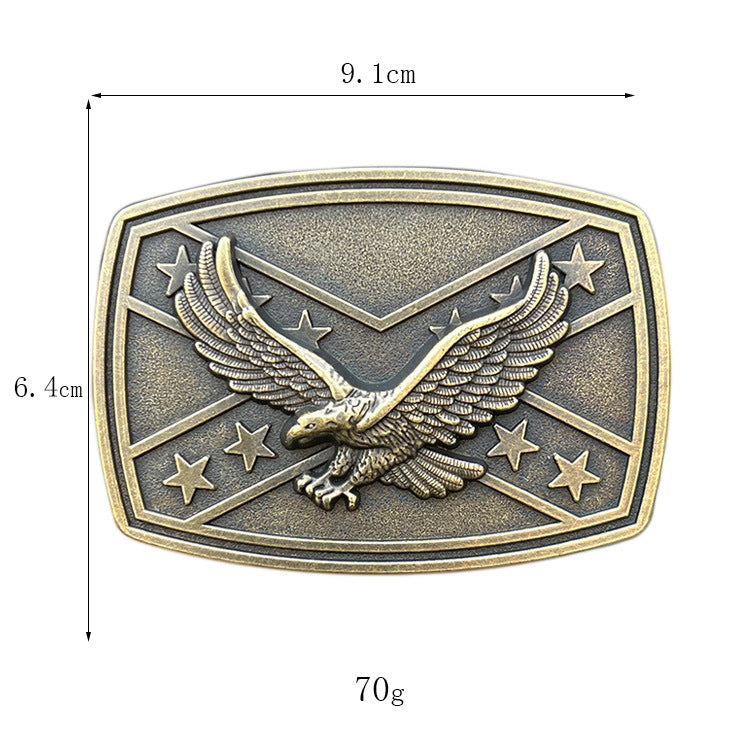 Herren DIY Leder Gürtel mit Adlerflaggenmuster Schnalle