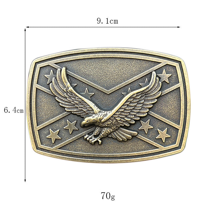 Herren DIY Leder Gürtel mit Adlerflaggenmuster Schnalle
