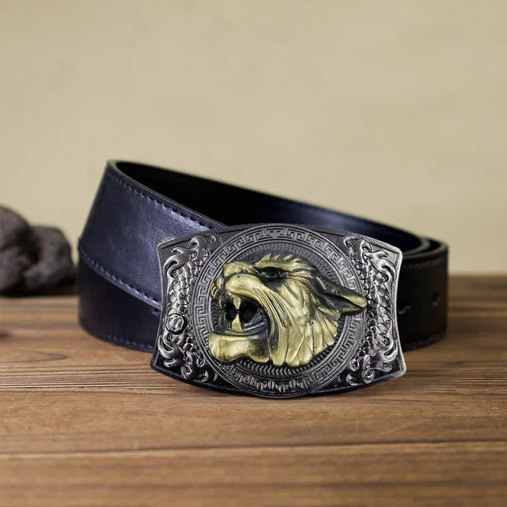 Herren DIY Tiger verstecktes Klappmesser Ledergürtel
