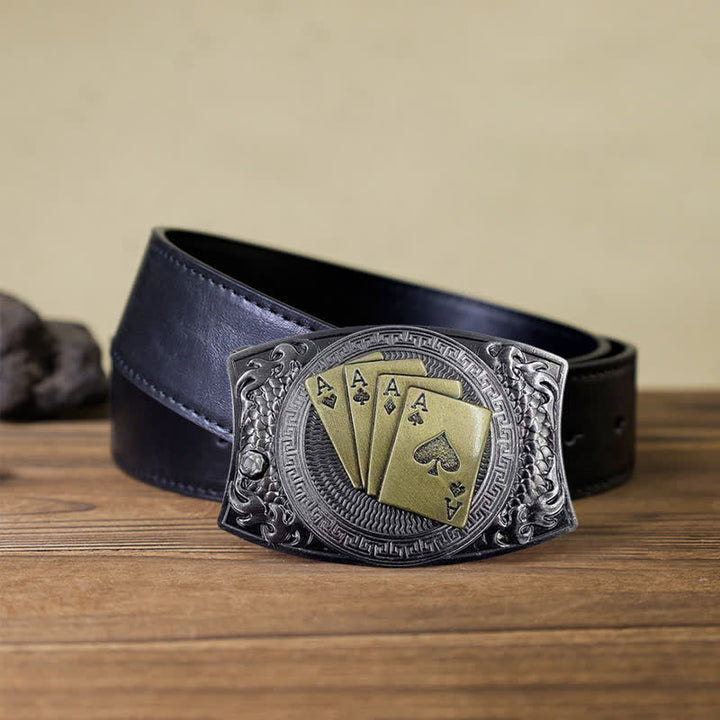 Herren DIY Gold Poker Verstecktes Klappmesser Ledergürtel