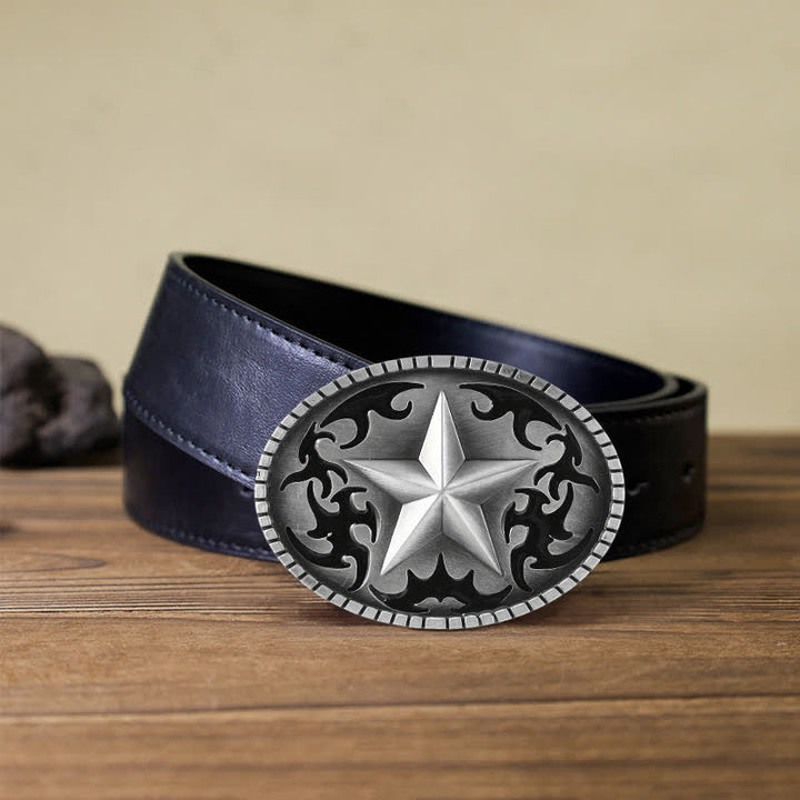 Herren DIY Silber Lone Star Schnalle Ledergürtel