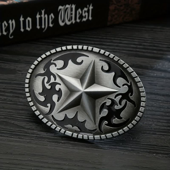 Herren DIY Silber Lone Star Schnalle Ledergürtel