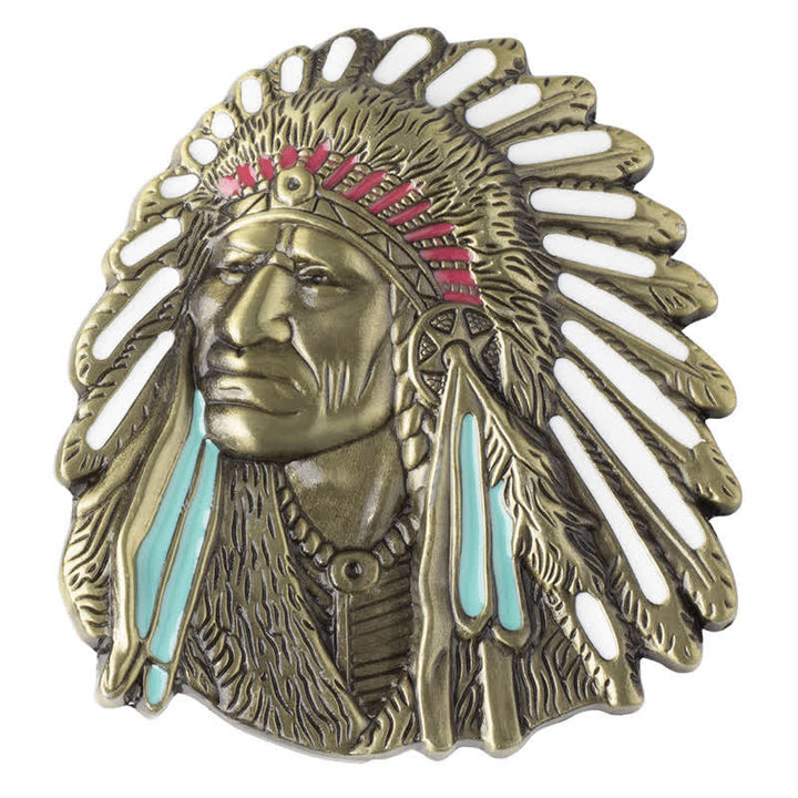 Herren-DIY-Farbiges Indianerchef-Schnalle-Ledergürtel