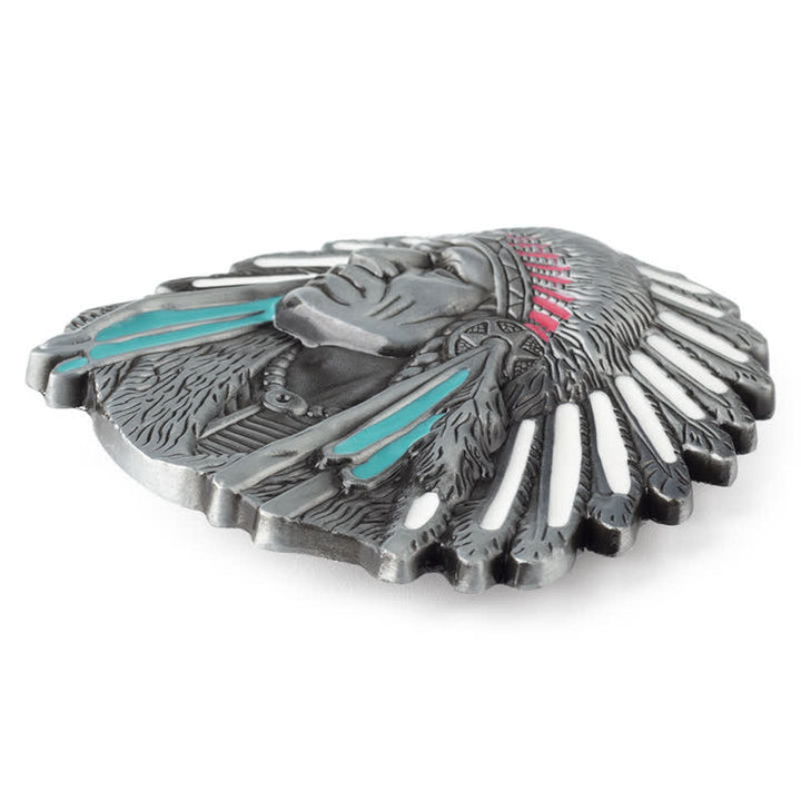 Herren-DIY-Farbiges Indianerchef-Schnalle-Ledergürtel