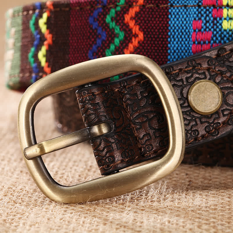 Charmanter Azteken bestickter ethnischer Ledergürtel für Damen