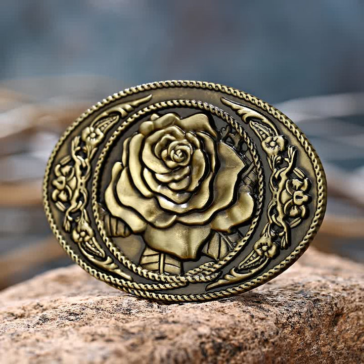 DIY-Trendiger Western-Ledergürtel mit Rosenschnalle für Männer
