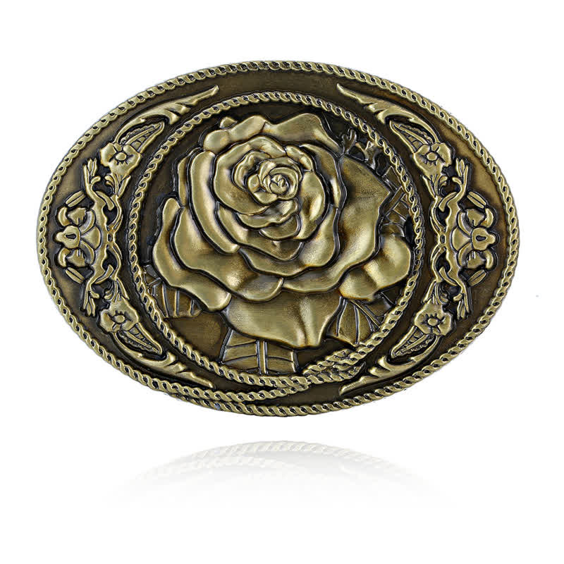 DIY-Trendiger Western-Ledergürtel mit Rosenschnalle für Männer