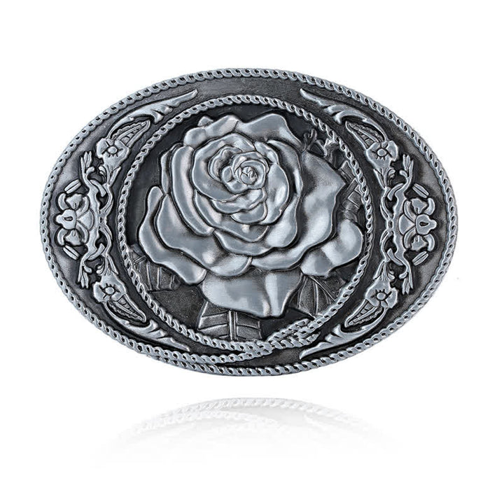 DIY-Trendiger Western-Ledergürtel mit Rosenschnalle für Männer
