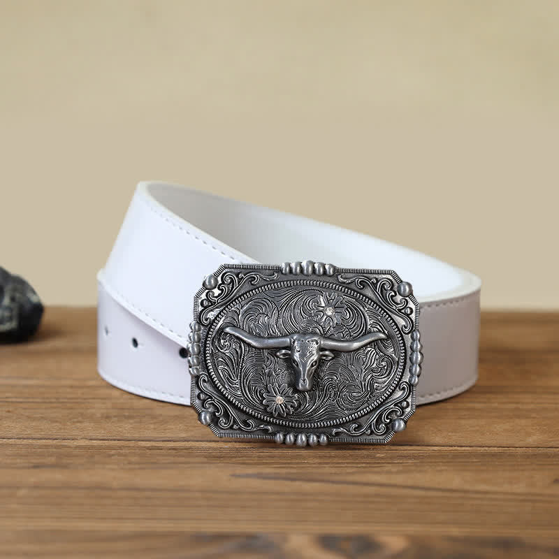 DIY-Leder-Gürtel für Herren mit Longhorn-Stierkopfschnalle