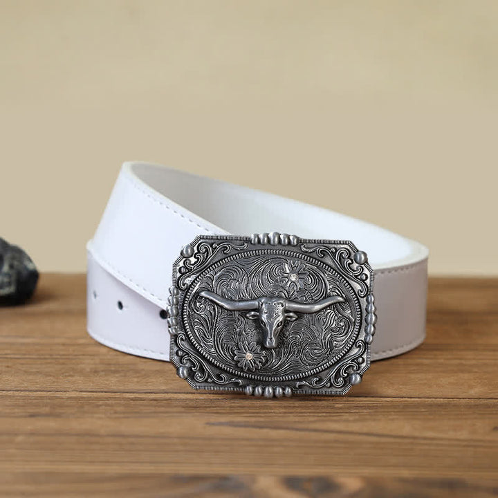DIY-Leder-Gürtel für Herren mit Longhorn-Stierkopfschnalle