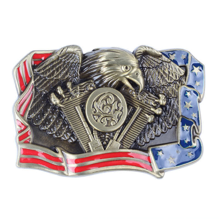 Herren DIY Adler Patriotisch Mehrfarbige Schnalle Ledergürtel