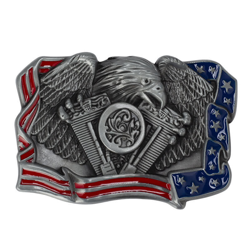 Herren DIY Adler Patriotisch Mehrfarbige Schnalle Ledergürtel