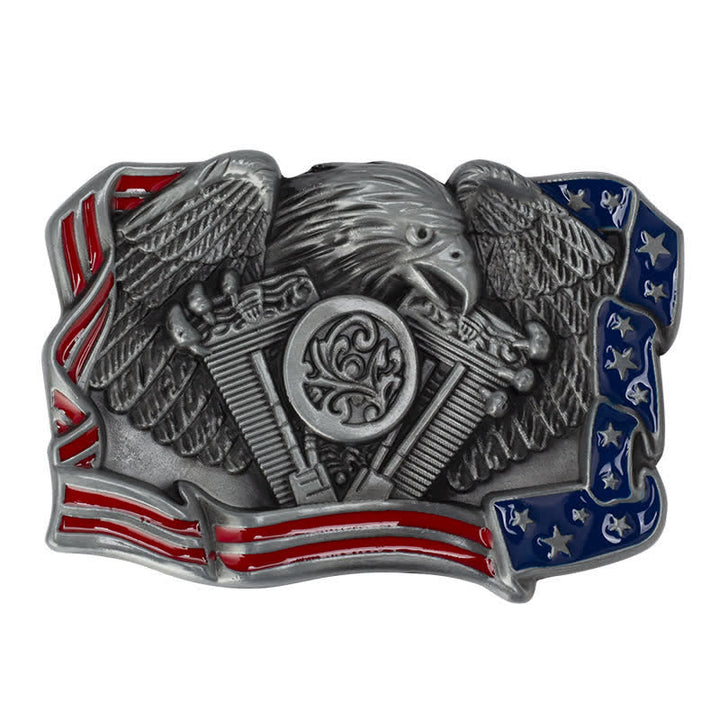 Herren DIY Adler Patriotisch Mehrfarbige Schnalle Ledergürtel