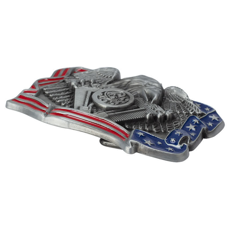 Herren DIY Adler Patriotisch Mehrfarbige Schnalle Ledergürtel