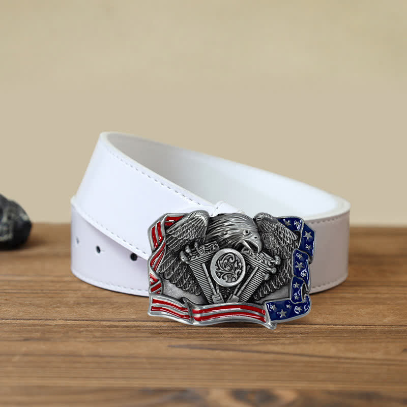Herren DIY Adler Patriotisch Mehrfarbige Schnalle Ledergürtel