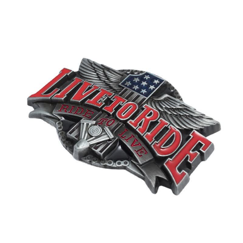 Herren DIY Motorrad Live To Ride Flügel Schnalle Ledergürtel