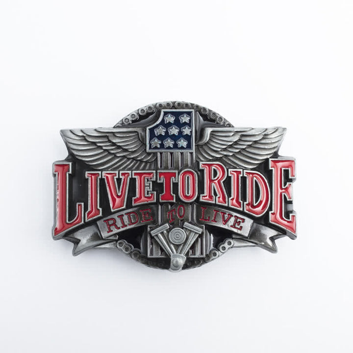 Herren DIY Motorrad Live To Ride Flügel Schnalle Ledergürtel