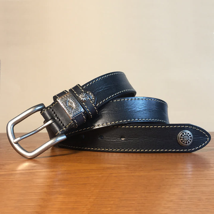 Herrengürtel aus Vollnarbenleder mit Vintage-Nietendekor