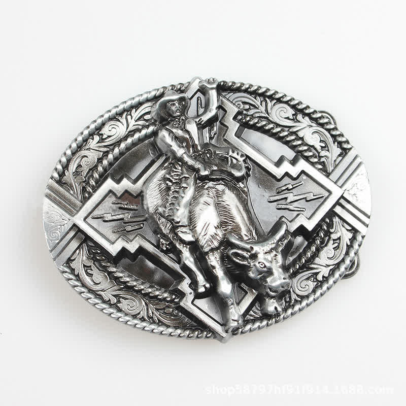 Männer DIY Rodeo Bull Rider Schnallen Ledergürtel