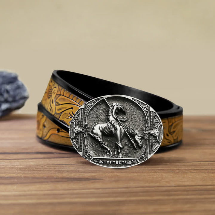 Herren DIY Rodeo Ritter mit Speerschnalle Ledergürtel
