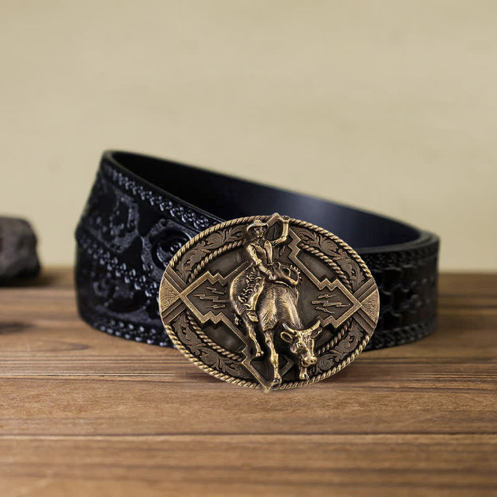 Männer DIY Rodeo Bull Rider Schnallen Ledergürtel