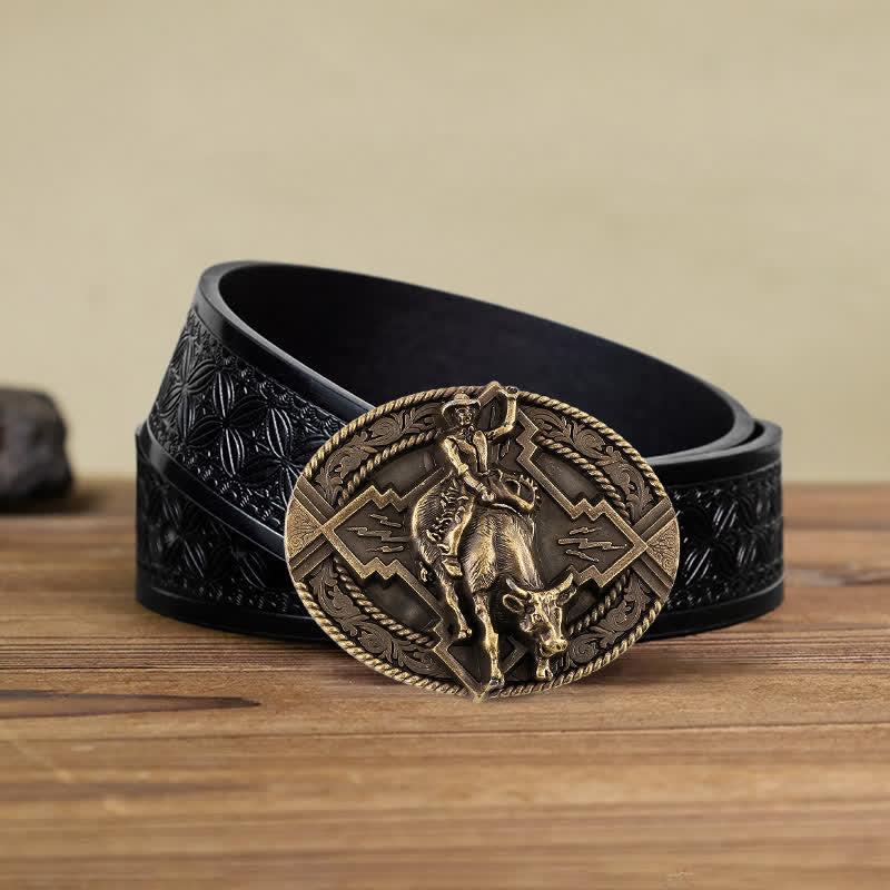 Männer DIY Rodeo Bull Rider Schnallen Ledergürtel