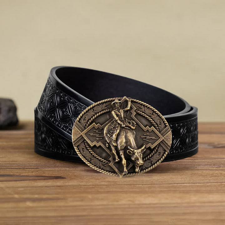 Männer DIY Rodeo Bull Rider Schnallen Ledergürtel