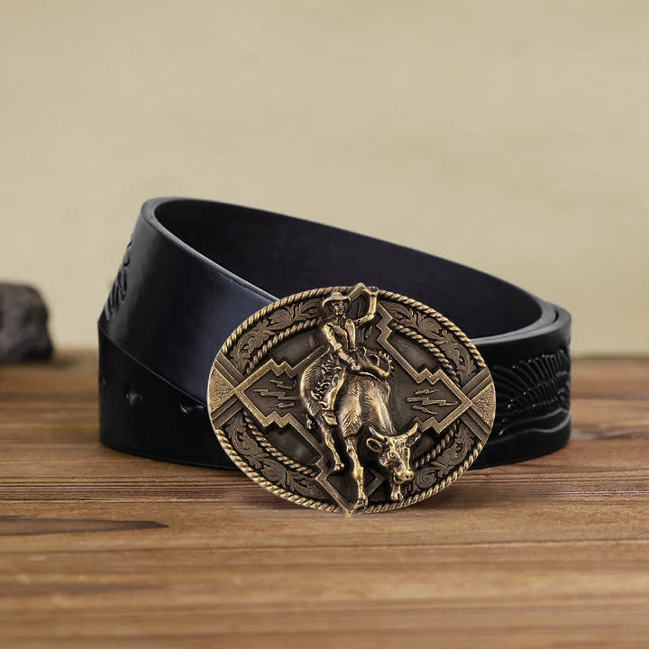 Männer DIY Rodeo Bull Rider Schnallen Ledergürtel