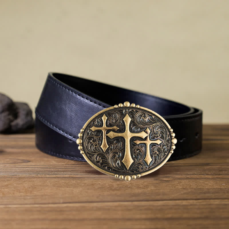 Herren DIY Leder Gürtel mit Schnalle in Kreuz-Design