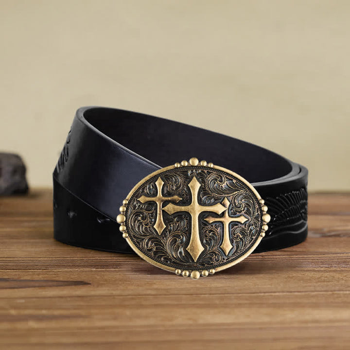 Herren DIY Leder Gürtel mit Schnalle in Kreuz-Design