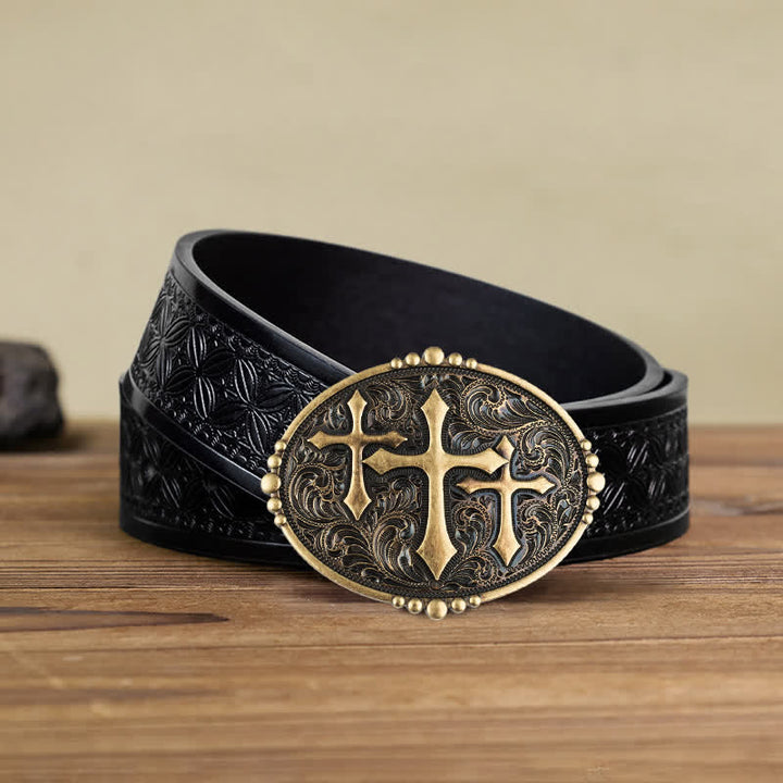 Herren DIY Leder Gürtel mit Schnalle in Kreuz-Design