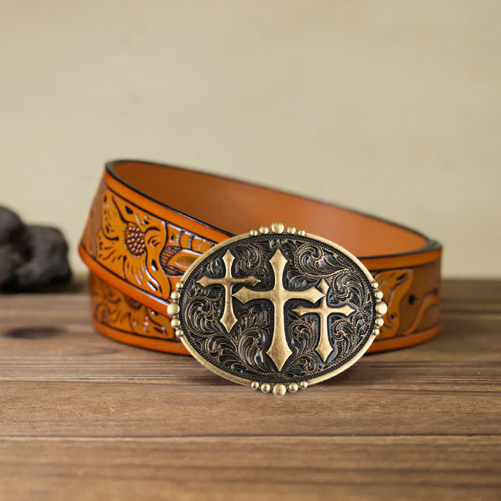 Herren DIY Leder Gürtel mit Schnalle in Kreuz-Design