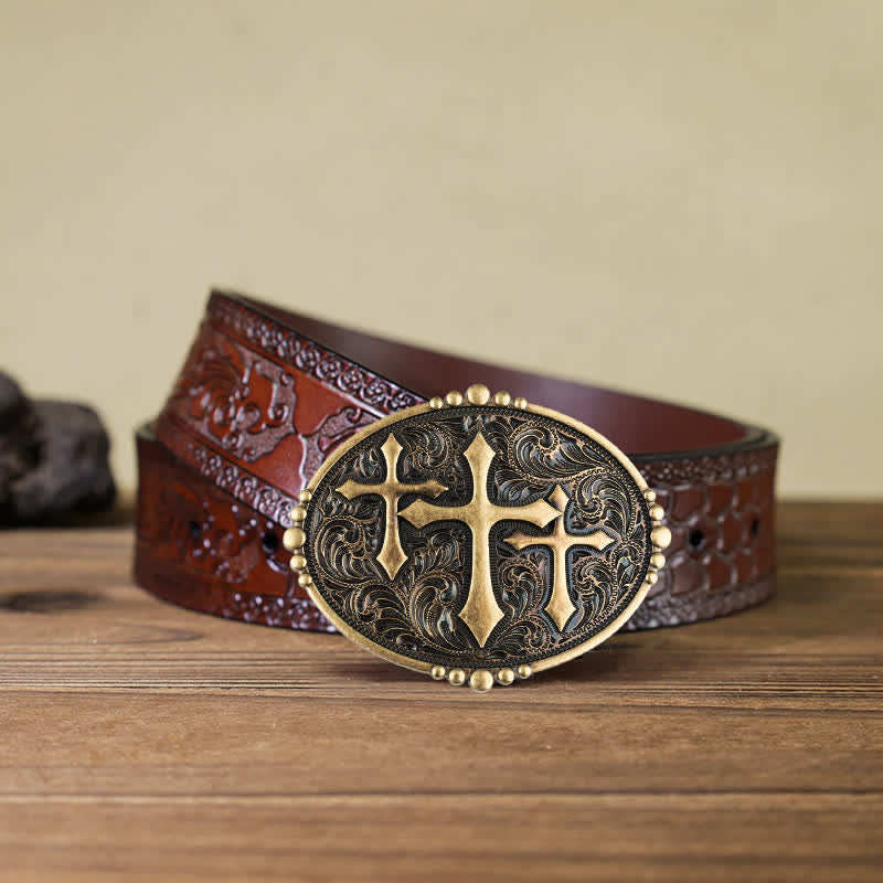 Herren DIY Leder Gürtel mit Schnalle in Kreuz-Design